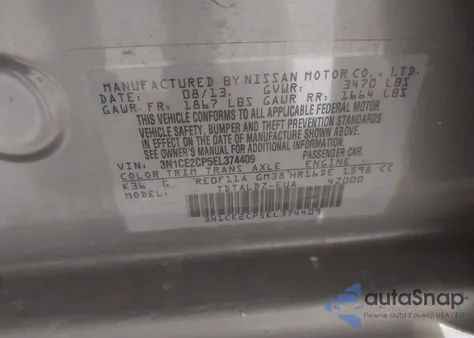 2014 Nissan Versa Note Sv from USA, damaged, VIN 3N1CE2CP5EL374409